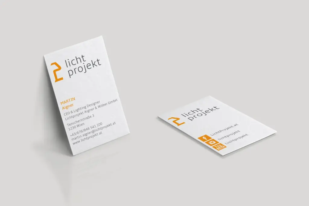 Mock up Visitenkarten Lichtprojekt